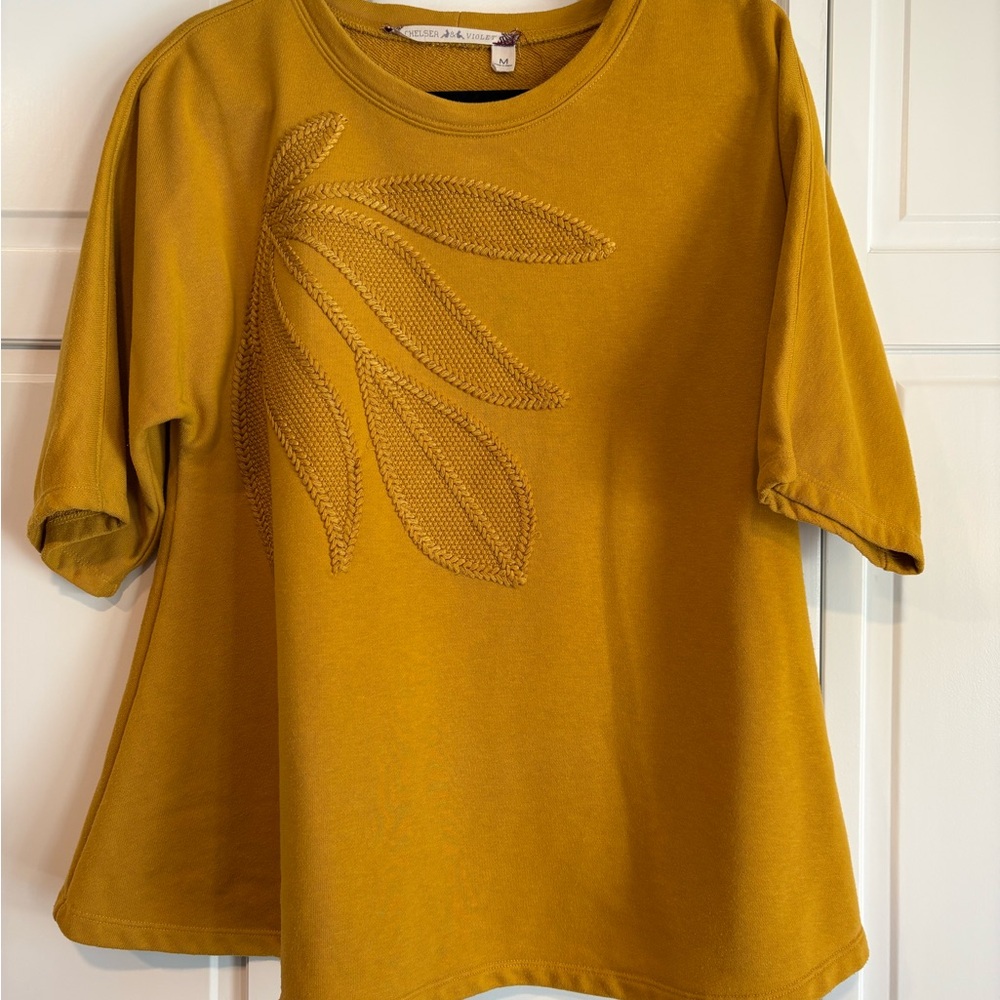 Chelsea & Violet Golden Embroidered Short Sleeve Tee